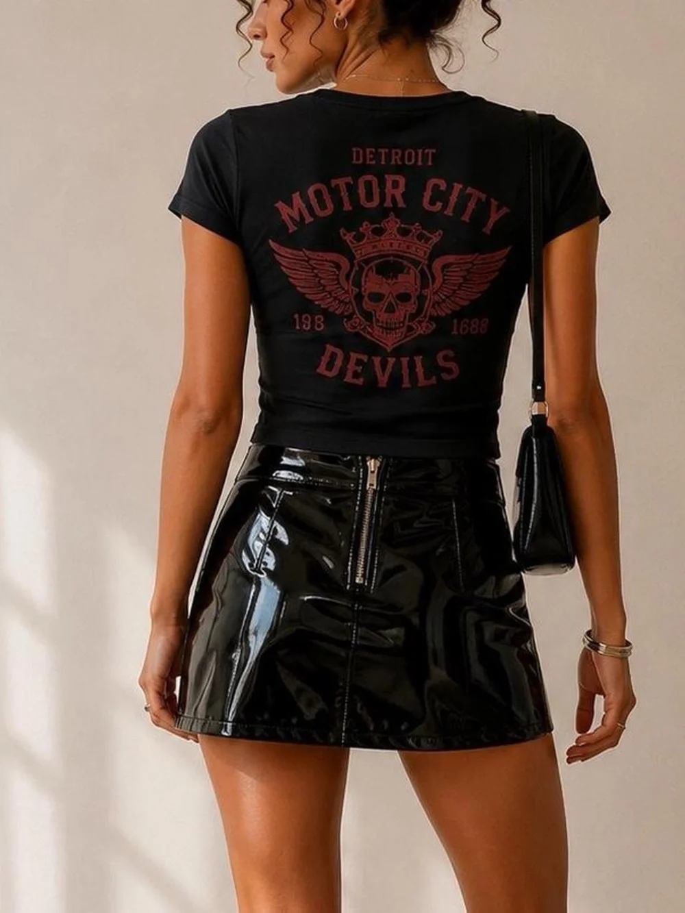 Tripp NYC Black Patent Lace-Up Mini Skirt - Picture 3 of 6